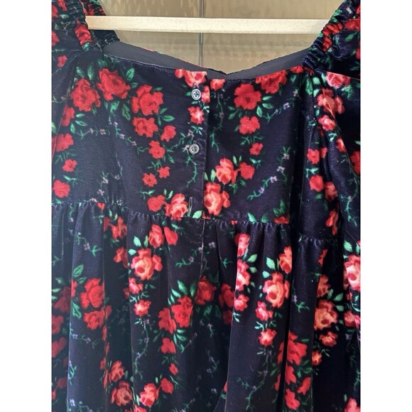 Janie and Jack 16 Rose Velvet Dress Dark Marine Rose Print Party Holiday - Picture 9 of 16